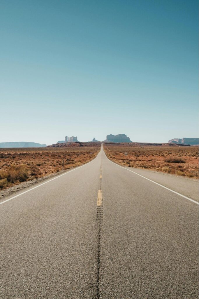 Open road amongst Arizona landscape