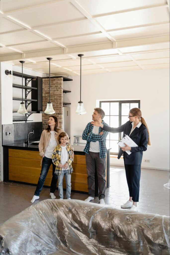 Realtor showing family a property