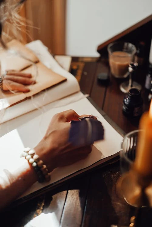 A woman taking notes