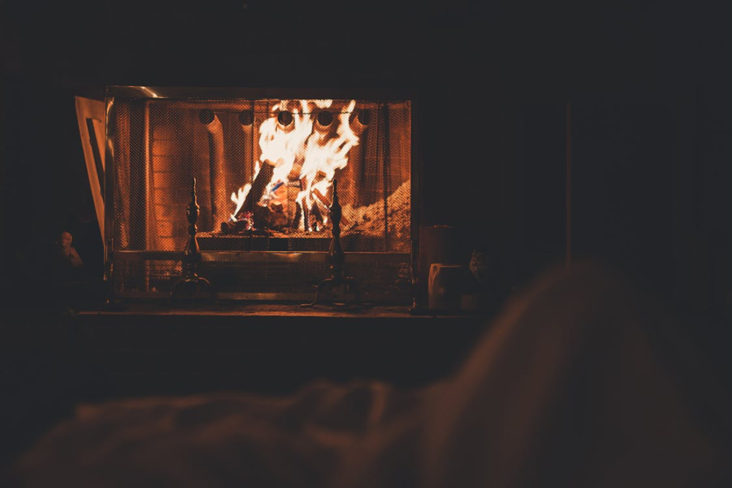 A warm fire inside a home