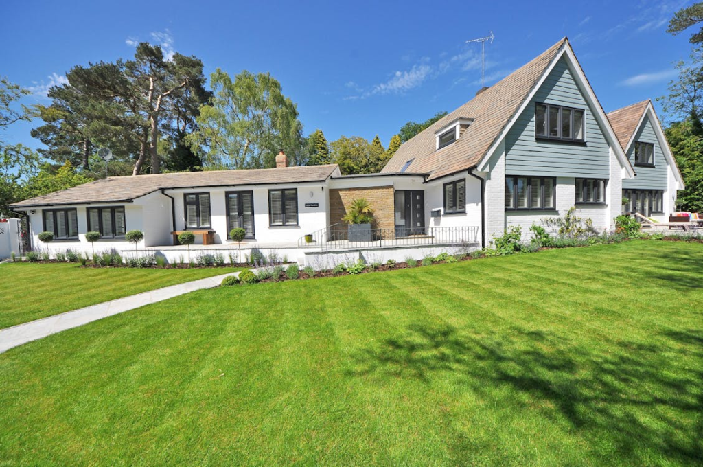 A house with a green lawn