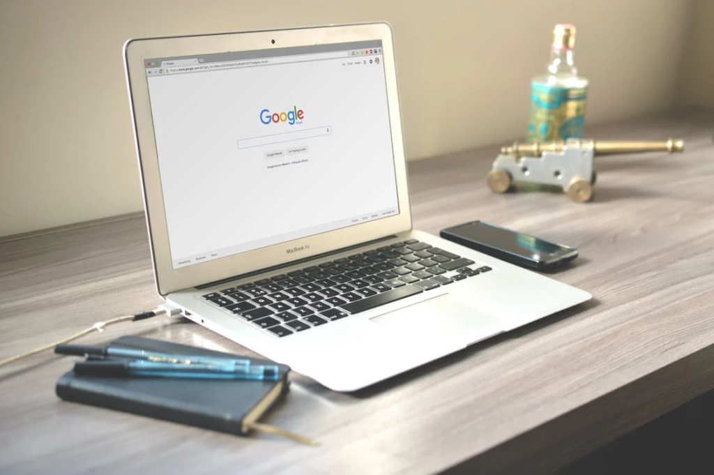 A Macbook on a table