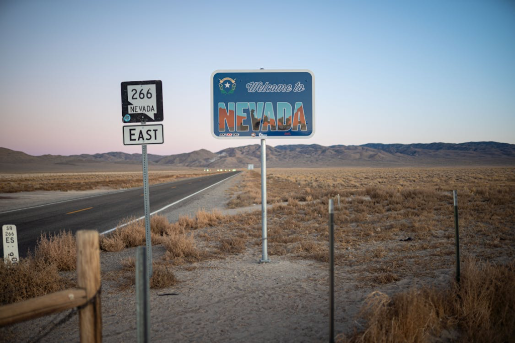 A welcome to Nevada sign