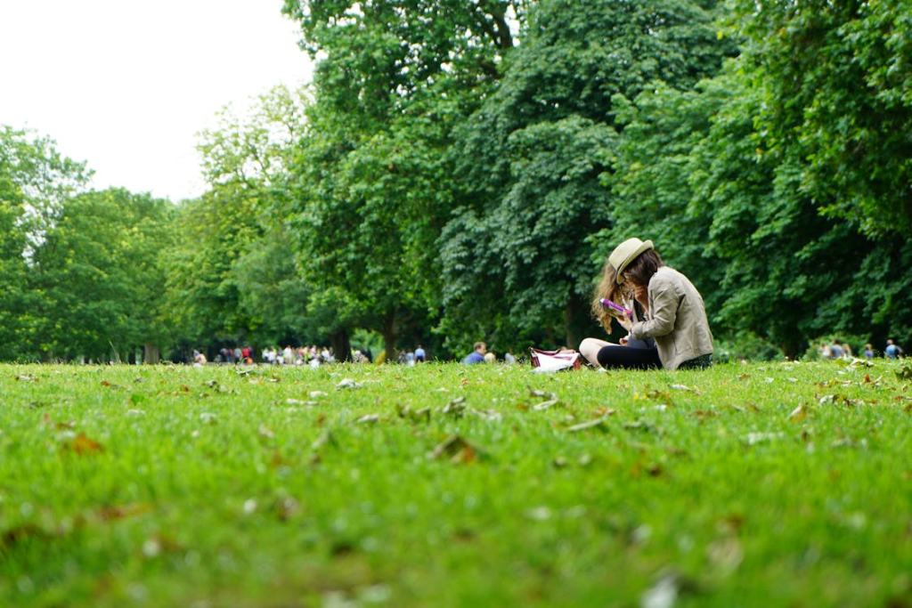 A woman reading in a park