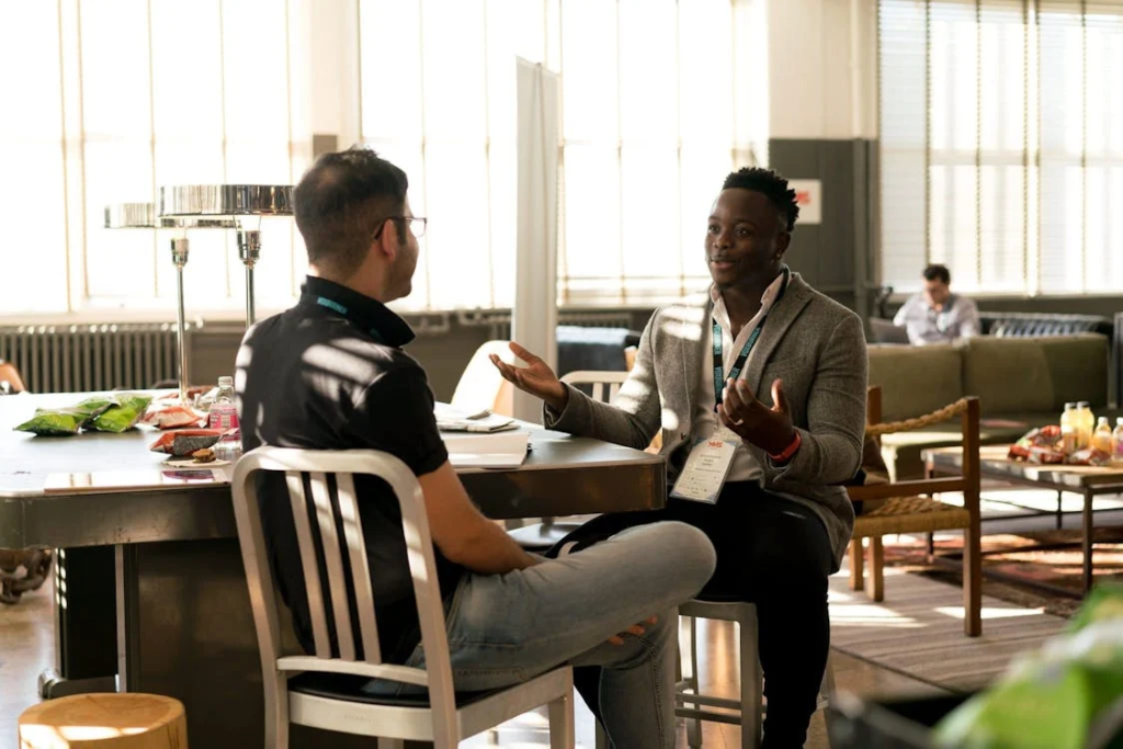 Two people having a meeting